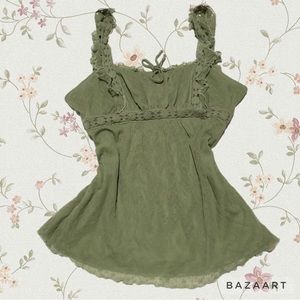 Y2K Milkmade Coquette Lace Tie back Top